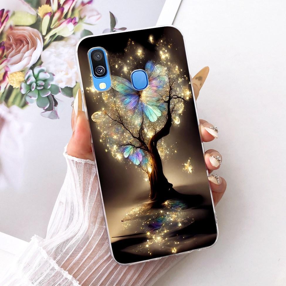 For Samsung A40 Case Transparent Cute Cat Fashion Butterfly Funny Painted Phone Casing For Samsung Galaxy A40 SM-A405F Cover
