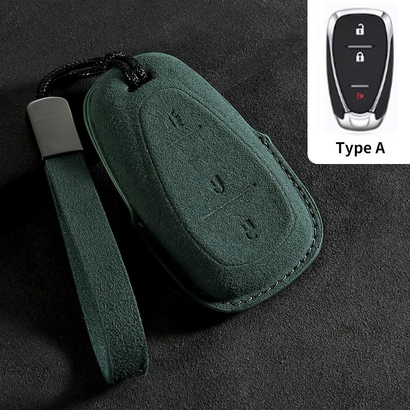Suede Car Key Case Cover For Chevrolet Chevy Malibu Camaro Cruze Traverse Spark Equinox Sonic Volt Key Protective Shell Keychain