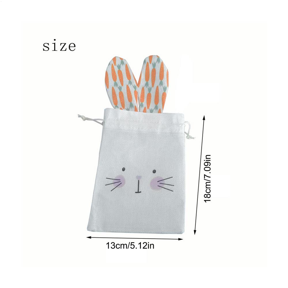 

6Pcs Easter Bunny Gift Bags Party Favor Birthday Decor Candy Rabbit Drawstring Treat Bags Kids Easter Party Supplies 18x13cm