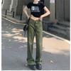 Jeans High Waisted Loose 2022 Women's Vintage Wide Leg Cargo Jeans High Street Retro Straight Leg Women's Patchwork Cargo Jeans