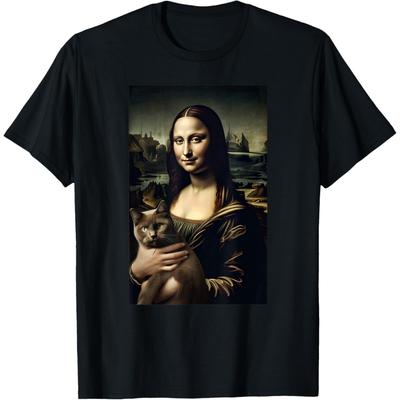 Mona Lisa Cat Parody Leonardo Da Vinci Men Woman T-Shirt