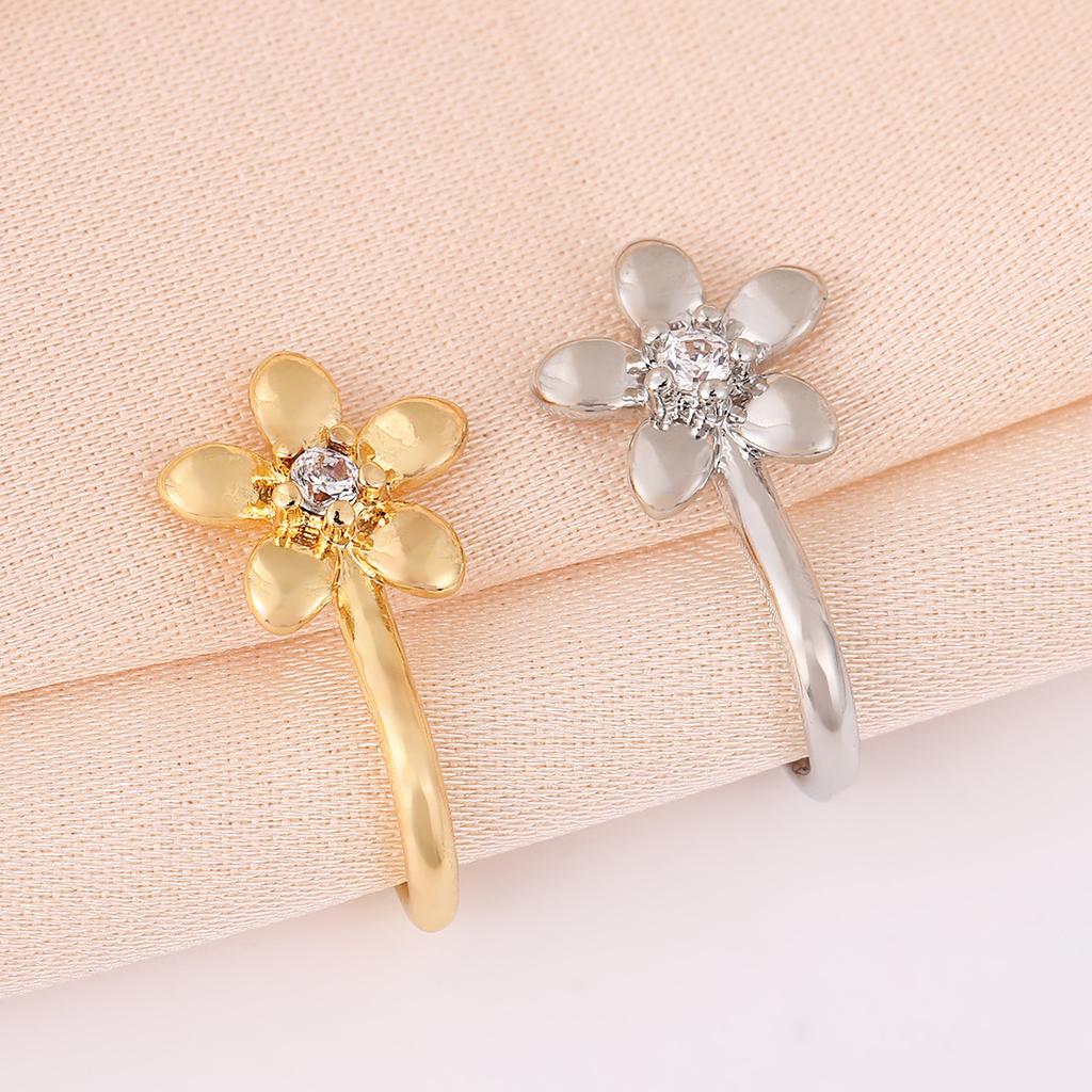 Fashion Puncture-Free Nose Ring Flower Korean Sweet Flower U-Shaped Nose Clip Cute Versatile Personality Inlaid Zircon Nose Accessories