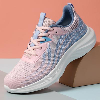 Women's Breathable Knit Running Sneakers Gradient Athletic Shoes Lightweight Cushioned Casual Trainers