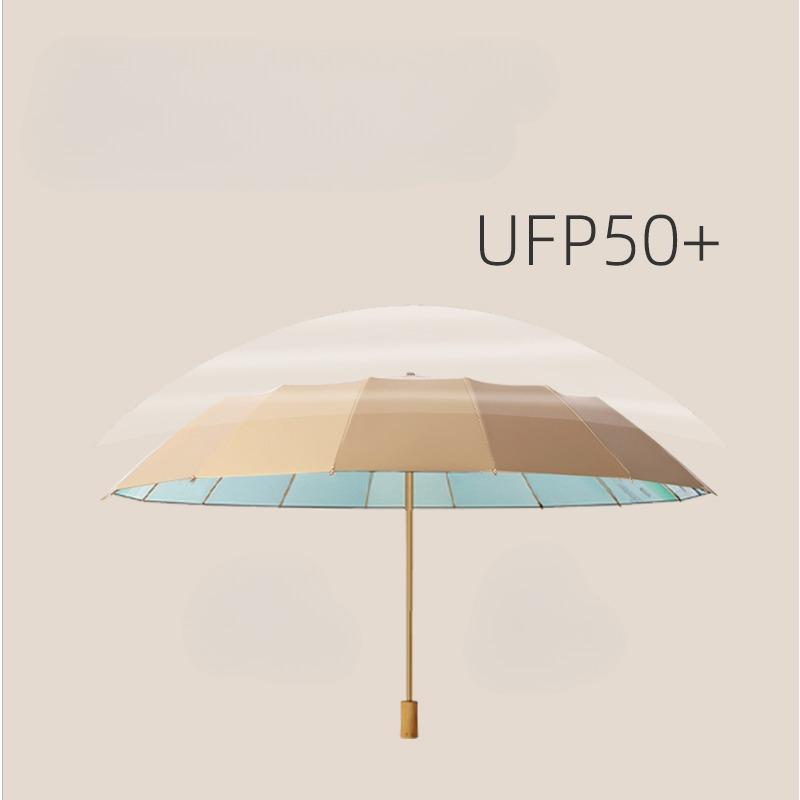 Chinese style high aesthetic colored rubber women's umbrella for both sunny and rainy use, sun protection and UV protection, sun