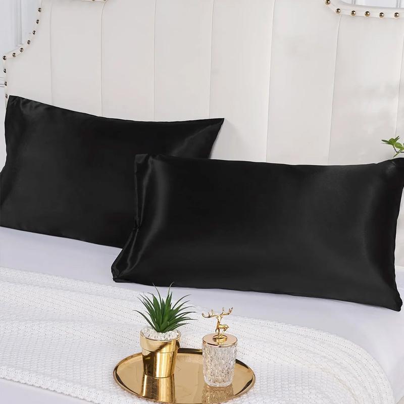 1PC Silky Satin Machine Washable Hair Beauty Premium Smooth Solid Color Soft Pillow Cover Pillow Case Pillowcase