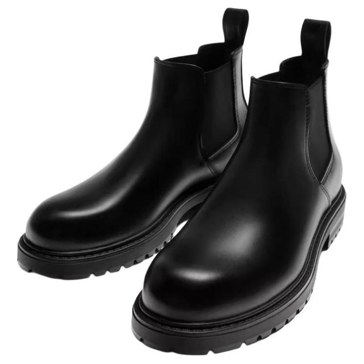 Zara Lightweight Slip-On Grooved Sole Low-Top Chelsea Boots Men Boots Black 12004420
