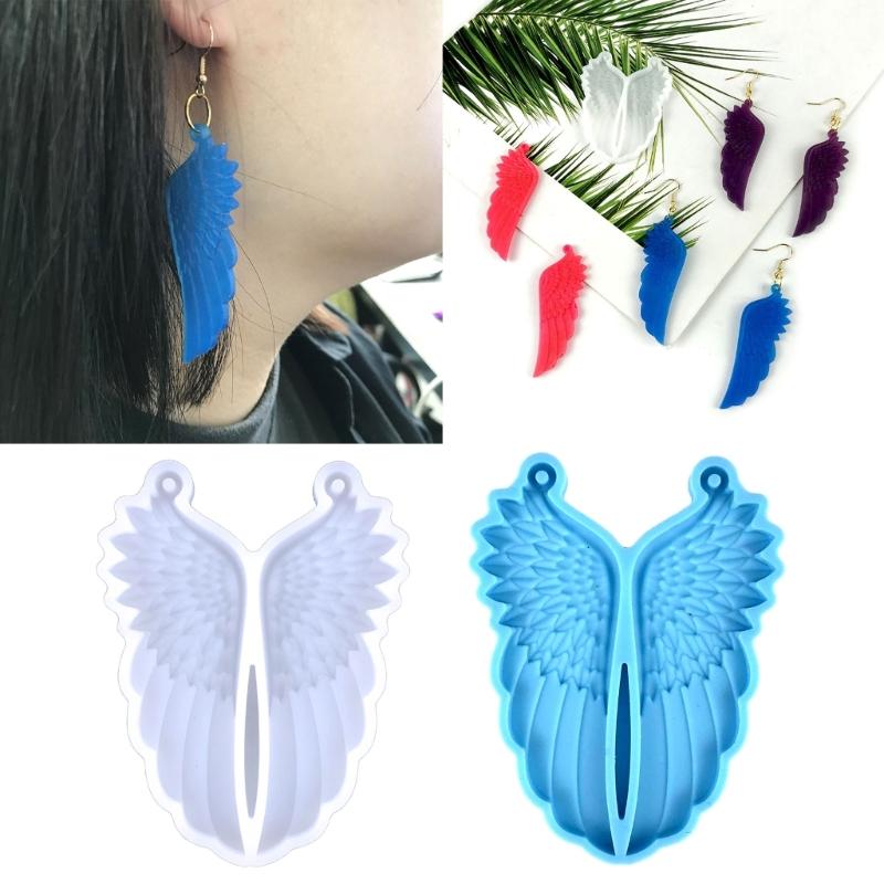 Diy Crystal Epoxy Earrings Mold Dangle Pendant Decorations Mold Three-dimensional Angel Wing Mirror Silicone Mold