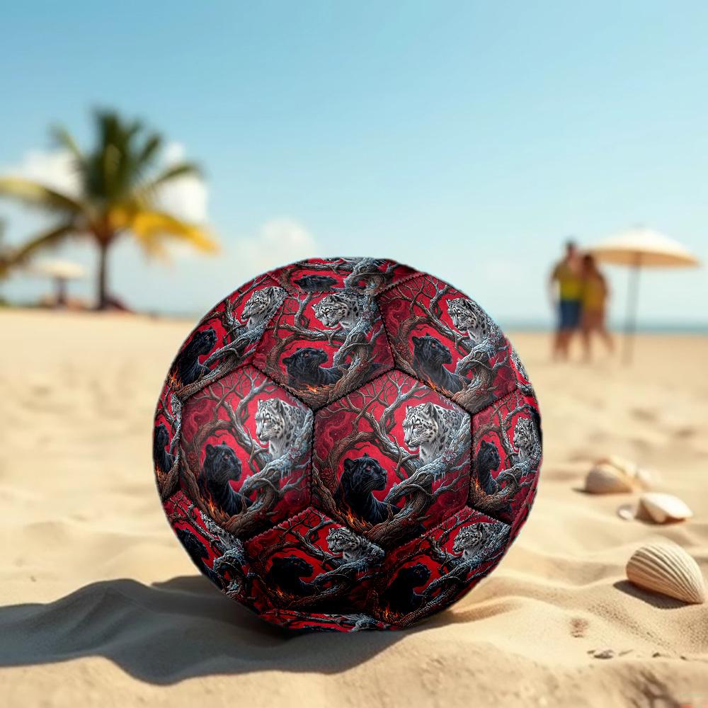 1pc Panther Snow Leopard Theme Soccer Ball Football, Size 5, Lightweight PVC, Durable Outdoor Training Soccer Ball, Gift m6148