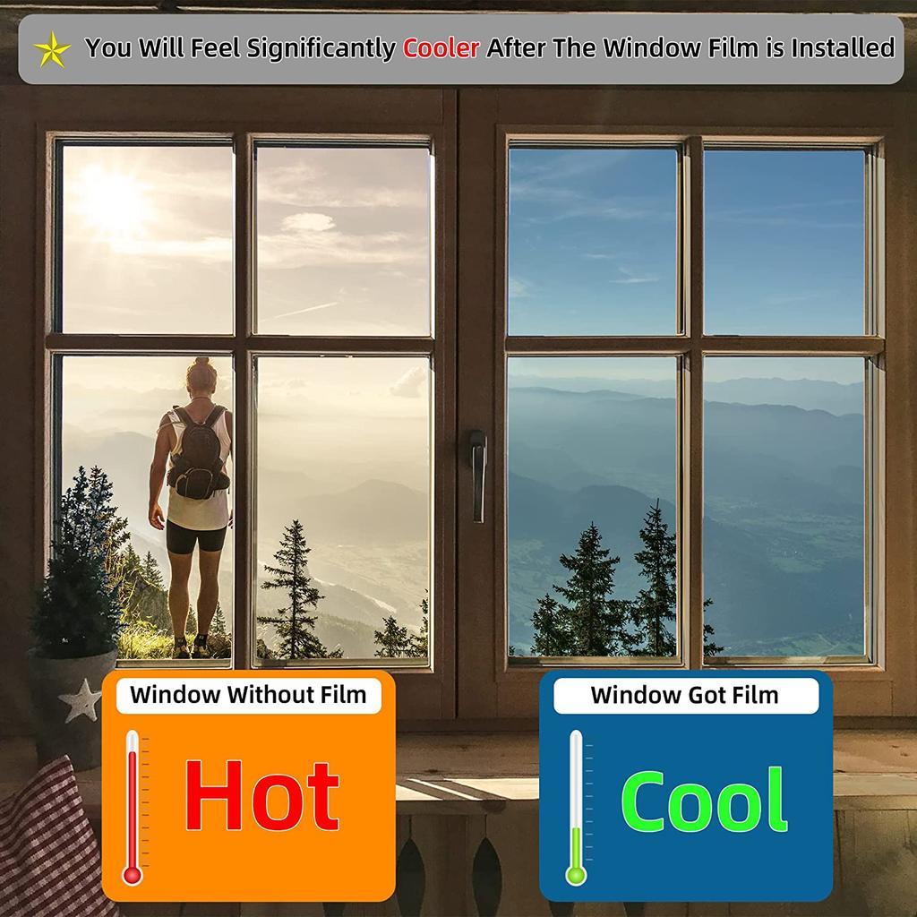 Folie de intimitate pentru ferestre unidirecțională, control al căldurii, PET, blocare UV 99%, folie de protecție solară pentru ferestre, pentru biroul de acasă