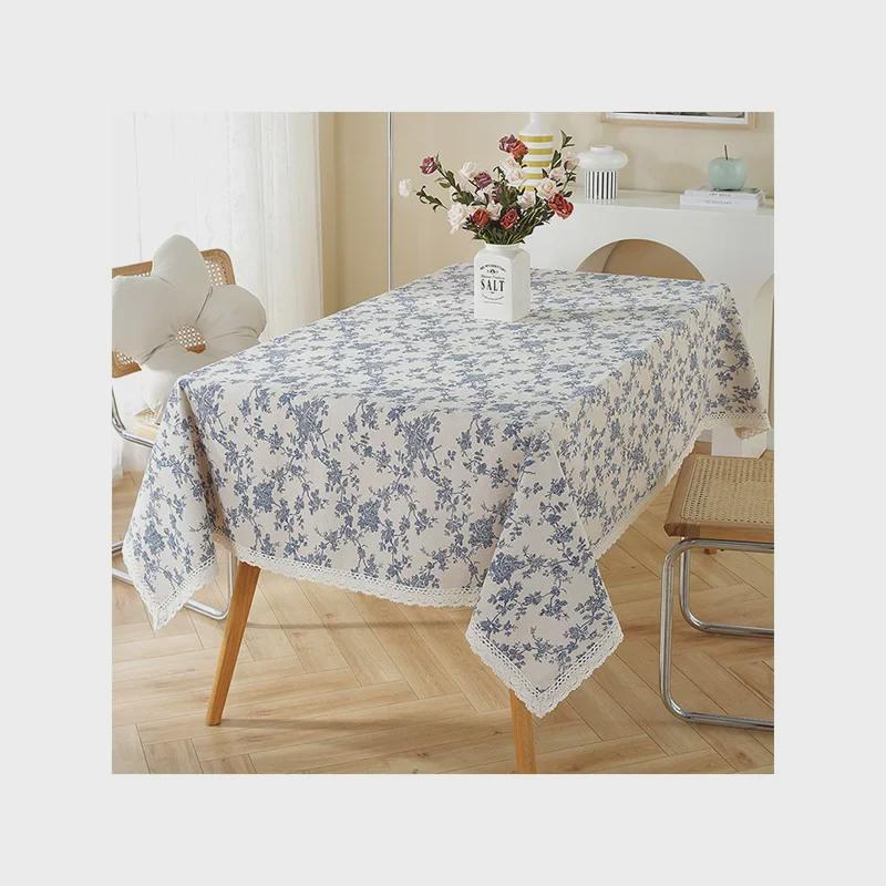 Blanche Cotton & Linen Tablecloth: Ideal for Living Room Coffee Tables & Afternoon Tea Round Tables