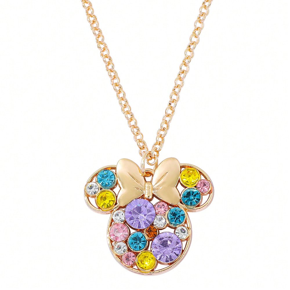 1pcs Cartoon Mickey Minnie Mouse Zircon Pendant Necklace Women Girls Cute Accessories Mickey Necklace Christmas Gift