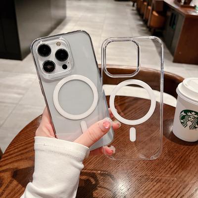 Transparent Magsaf Magnetic Animation Simple Protective Case Suitable for Apple 14promax Phone, Anti-drop Iphone14