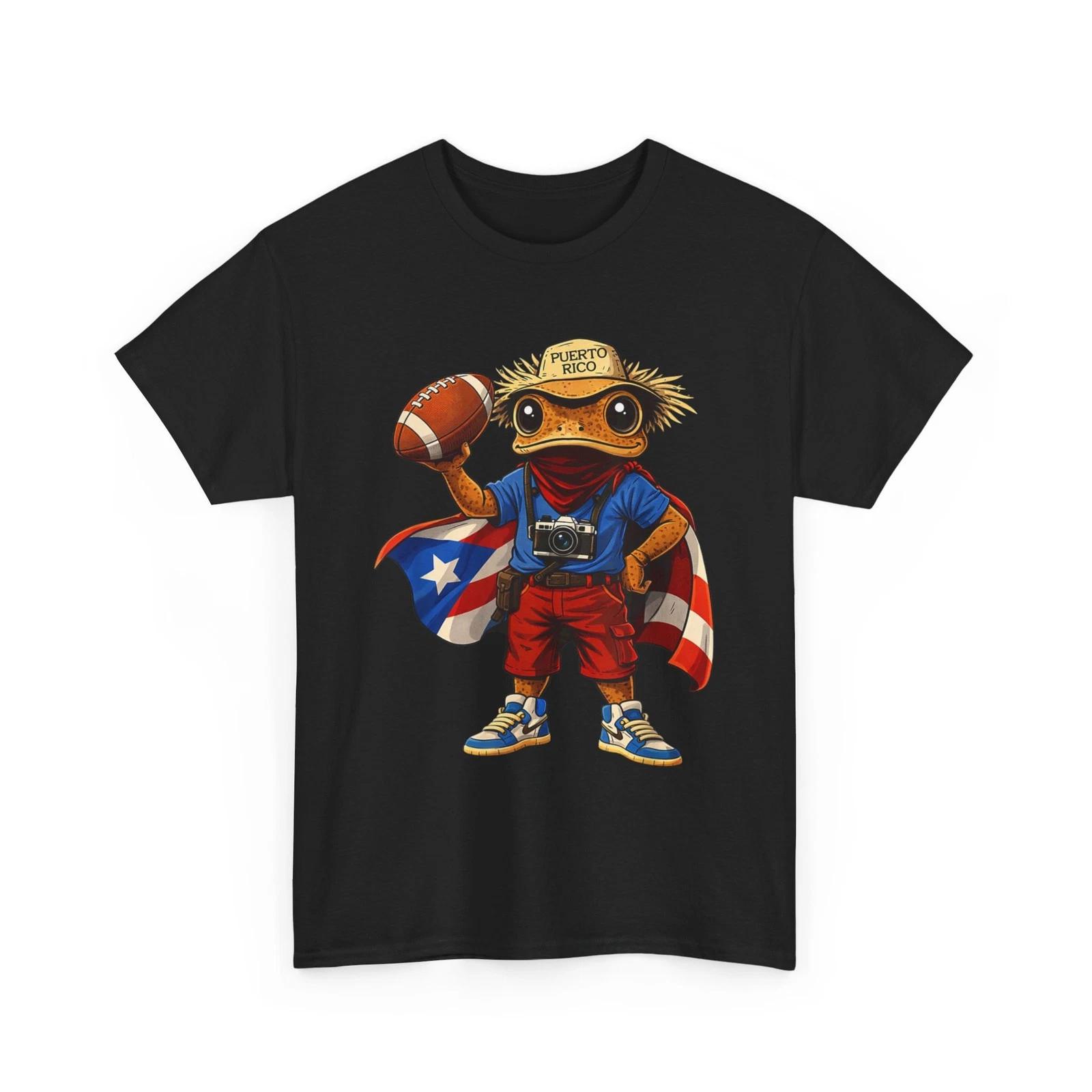 Funny Boricua Coqui Frog Puerto Rico Football T-Shirt S