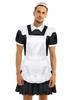 Men's Frilly Satin Flutter Sissy French Maid Dress Costume Crossdress Nightwear Pajamas