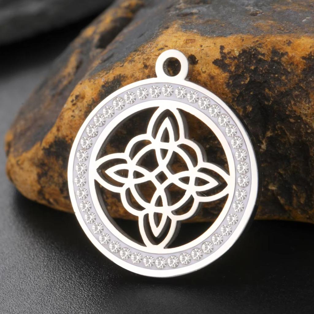 LIKGREAT 1Pcs Witch Celtics Knot Pendant Stainless Steel Wiccan Hanging Charm for Necklace Bracelet Earring Jewelry Making