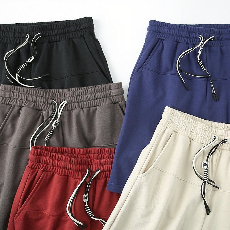 Men's Summer Trendy Brand Loose Casual Sports Shorts, Export Surplus for Europe and America, Made of Terry Cotton, Straight-Cut Five-Point Shorts