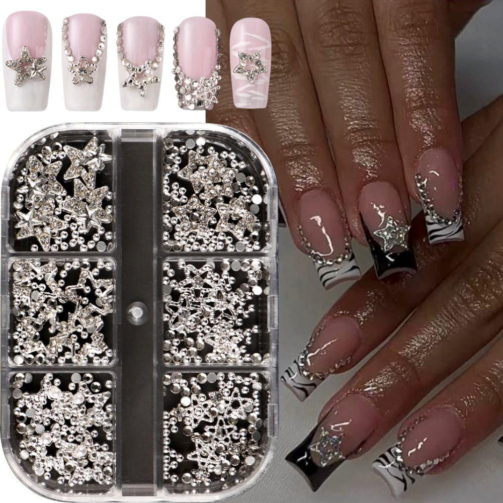 6 Grids DIY Nail Decor Metal Diamond Nail Charms New Nail Art Decorations Manicure Accessories
