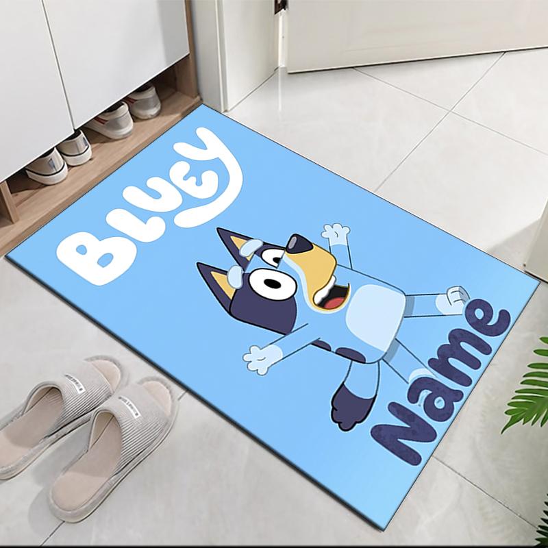 Custom Name Bluey Printed Carpet, Rug for Office Chair Living Room Bedroom Kitchen Room Decor Gifts.