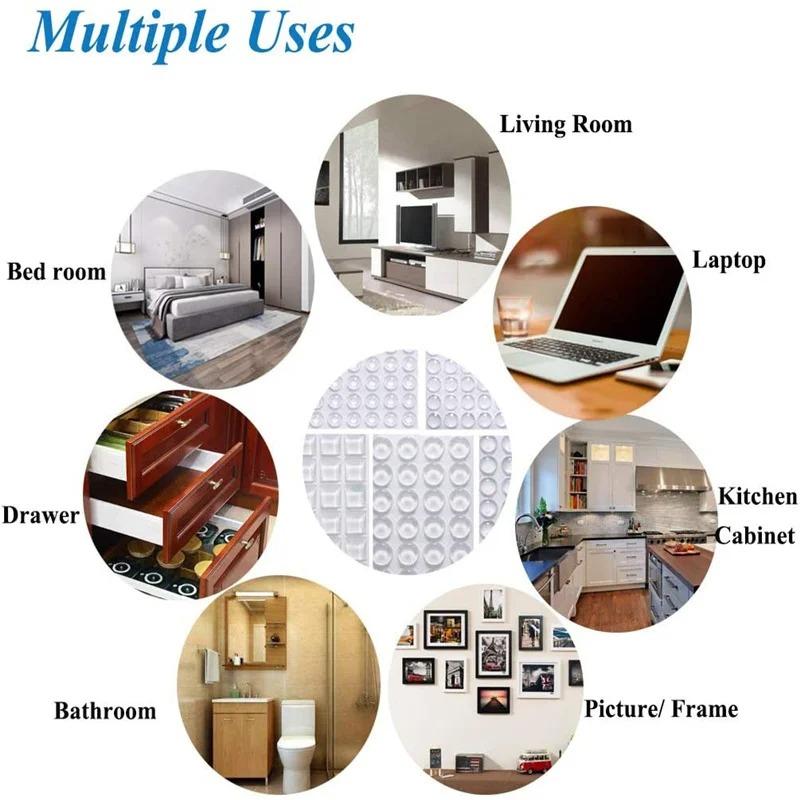 100pcs Transparent Soft Silicone Wall Protector Self-adhesive Door Handle Bumper Plug Non-slip Round Doors Stop Muffler Feet Pad