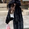 Winter new imitation mink hair celebrity fur women's short hooded thickened exquisite light fluffy coat
