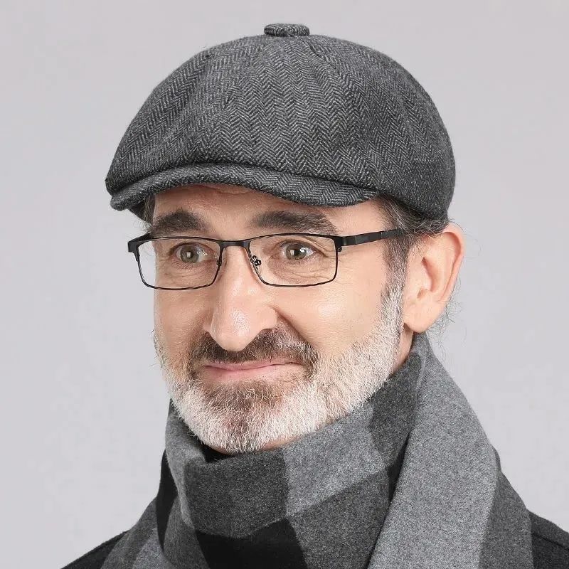 

Берет для мужчин, шляпа художника-режиссера, кепка газетчика, восьмиугольные кепки с узором «елочка», Petten Hot темно-серого