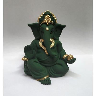 Terracotta Groene Gaddi Ganesha voor Autodashboard Huisdecoratie Cadeau Diwali Verjaardag Festivals