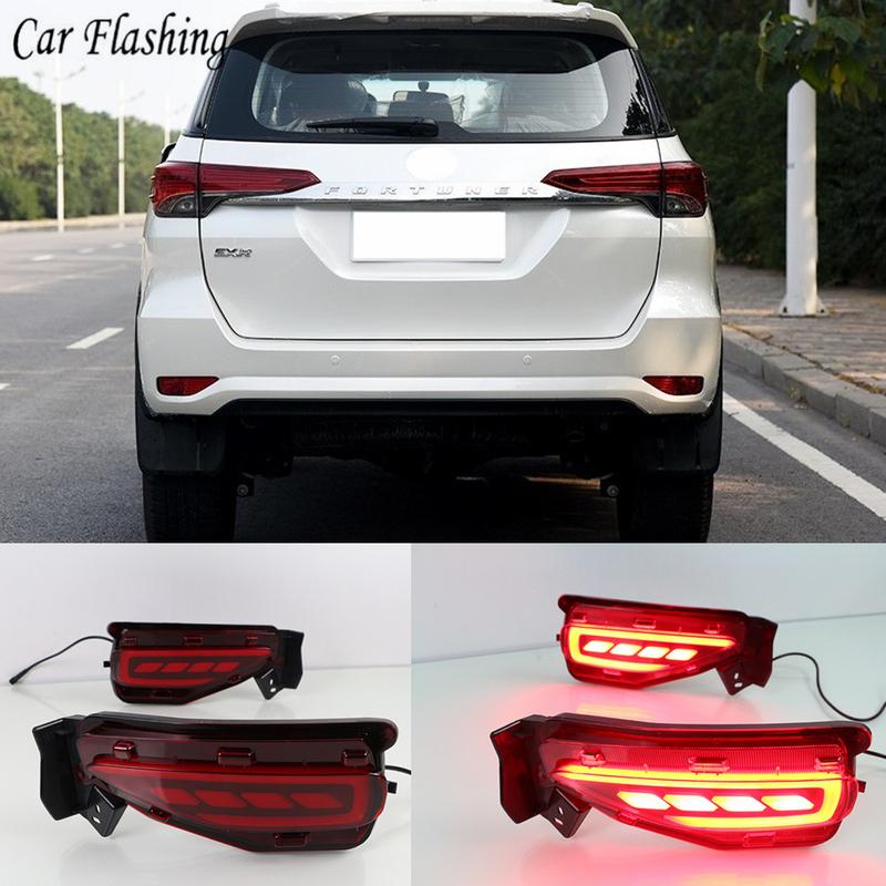 1 Set LED Reflector For Toyota Fortuner SW4 2015 2016 2017 2018 Rear Bumper Light Fog Lamp Brake Light Turn Signal