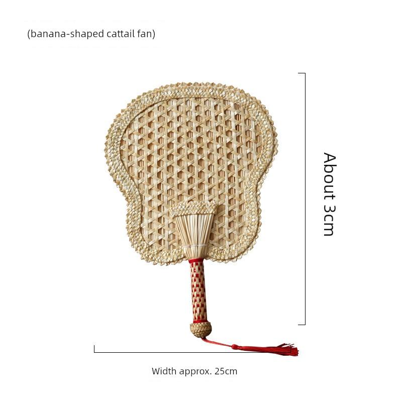 Papyrus Hand-Knitted Fan Summer National Style Chinese Fan Hand-Knitted Handheld Fan For Home Palm-Leaf Fan Old-Fashioned Fan