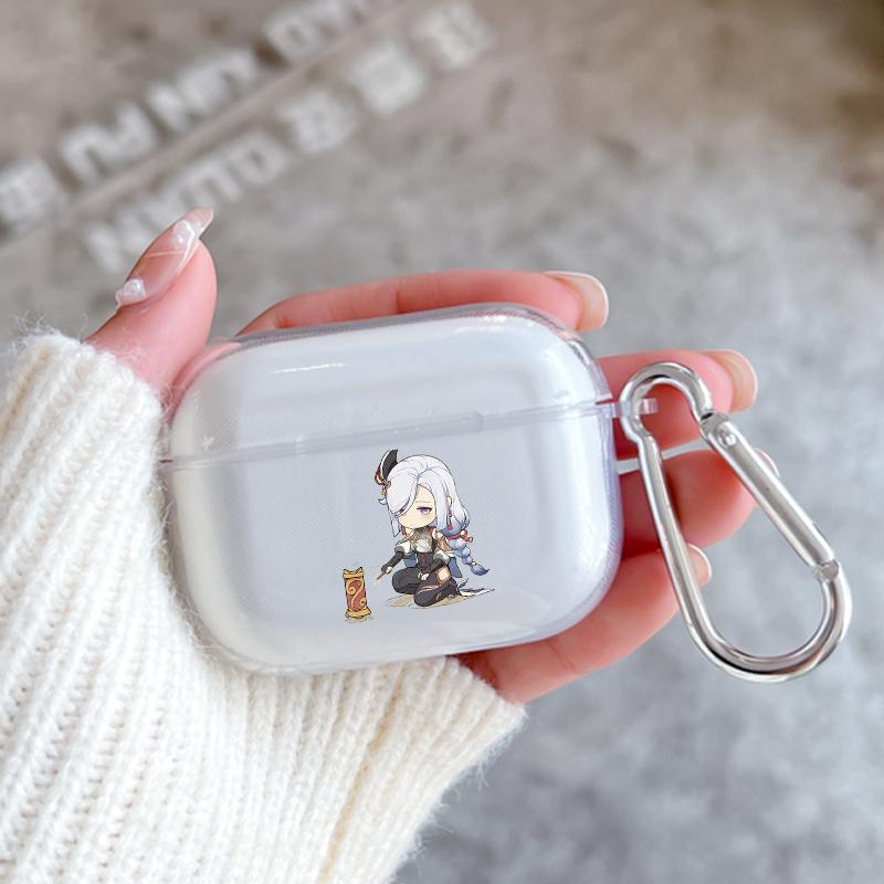 Genshin Impact klee Qiqi xiao Case for Apple Airpods 2 1 Earphone Cases With Hook For Airpod Pro 3 Pro2 Clear Protective Covers