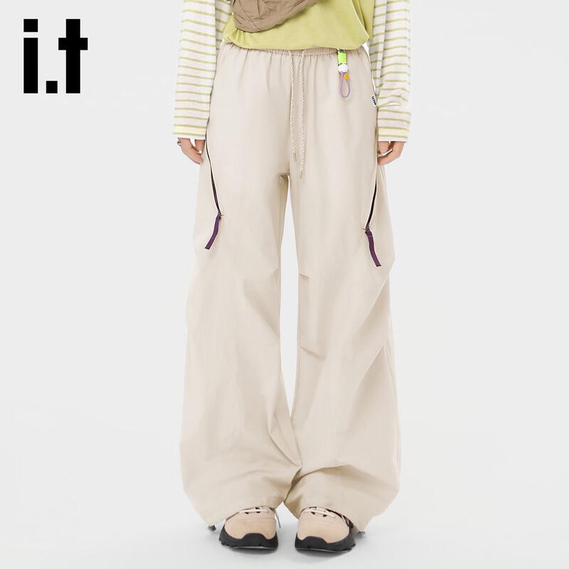 Izzueit Women s Sweet Cool Wide-Leg Parachute Pants L