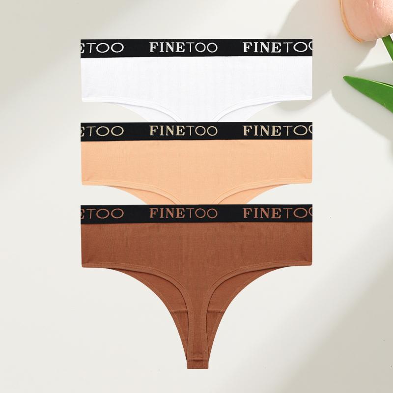 3Pcs Cotton High-Waist Thongs Underwear Women's Breathable Elastic Belt Panties Sexy Plus Size Comfortable T-Back Lingerie S-XXL