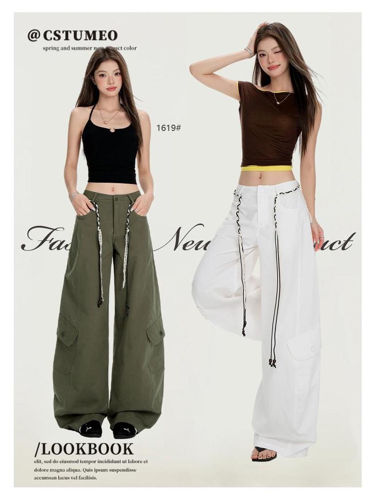 Damen High-Waist Vintage Weitbeinige Hosen - Lockere Passform, Lässiger Herbststil