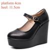 Genuine Leather Shoes Platform Wedges Mary Janes Women Spring 2025 High Heels Pumps for Office Model Chaussure Femme for Mujer