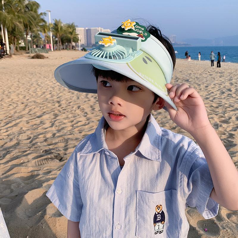 Summer Boys and Girls Baby Cool Hat Sun Hat Empty Top Electric Fan Hat Children Sun Protection Hat Boy Sun Hat
