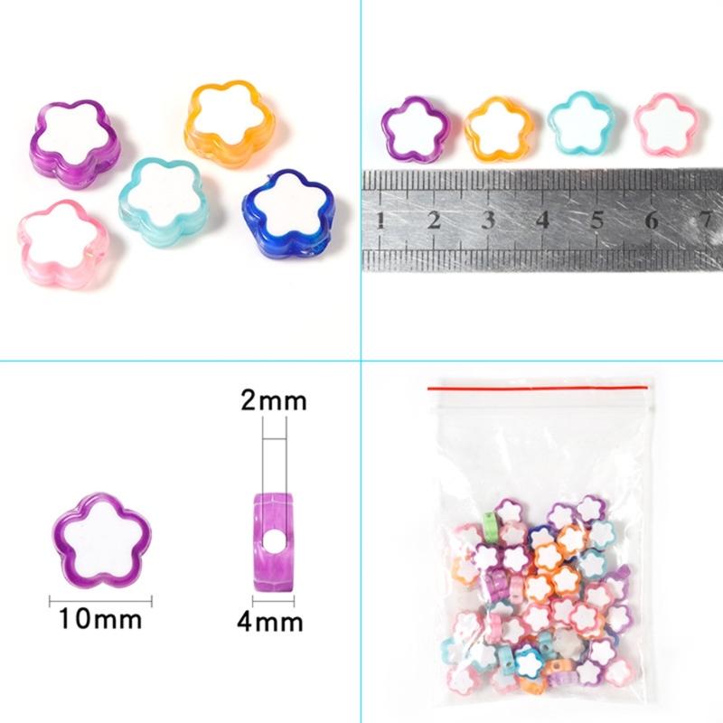 Pack of 100 Waterproof Loose Spacer Bead Acrylic Heart/Flower/Butterfly Shaped Beads Creative Jewelry Accessories