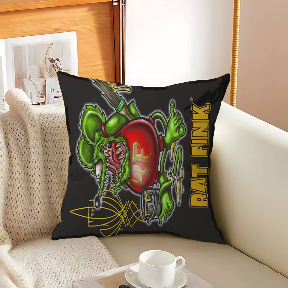 

Funny Rat Fink Printed Cushion Cover Pillowcase Upholstery Sofa Throw Pillow Home Decor Pillowcas 12x12Inch