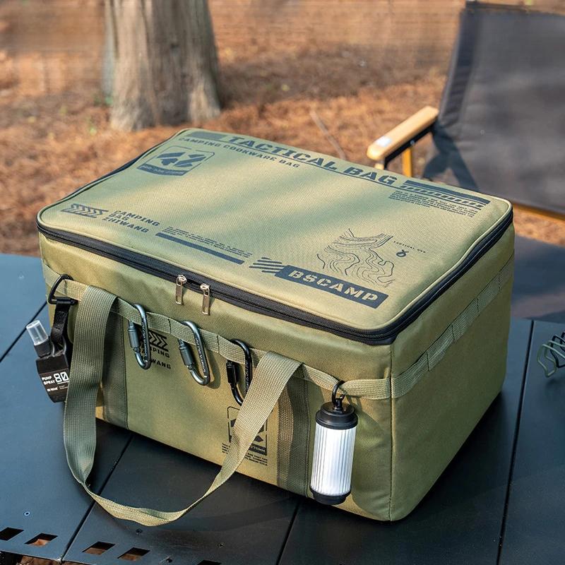 30L Tactical Camping Storage Bag Waterproof Insulated Foldable Organizer for Picnic Tableware and Field Gear