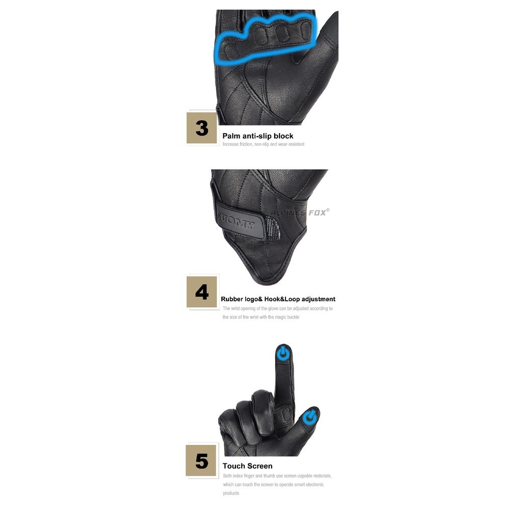 Suomy Motorcycle Leather Gloves Retro Motorcyclist Gloves Men Women Vintage Motocross Gloves Black Motorcycle Accessories