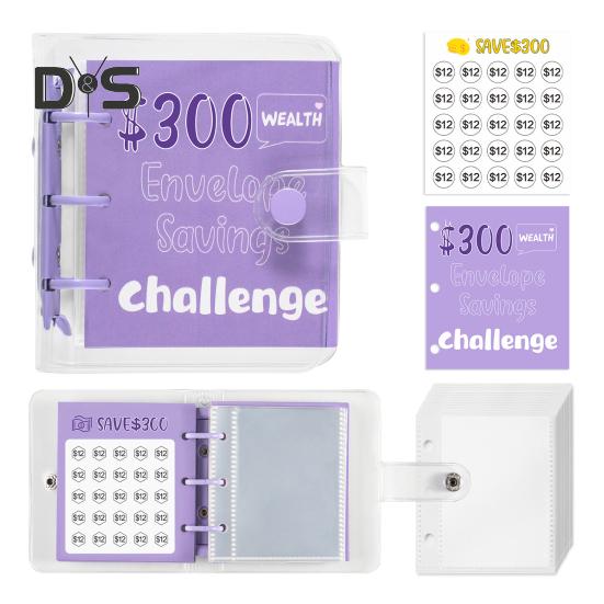 

25 конвертов, экономия денег, мини-книга-планшет, экономия денег, чтобы сэкономить 150/300/500/1000 долларов для домашнего офиса, школы B фиолетовый