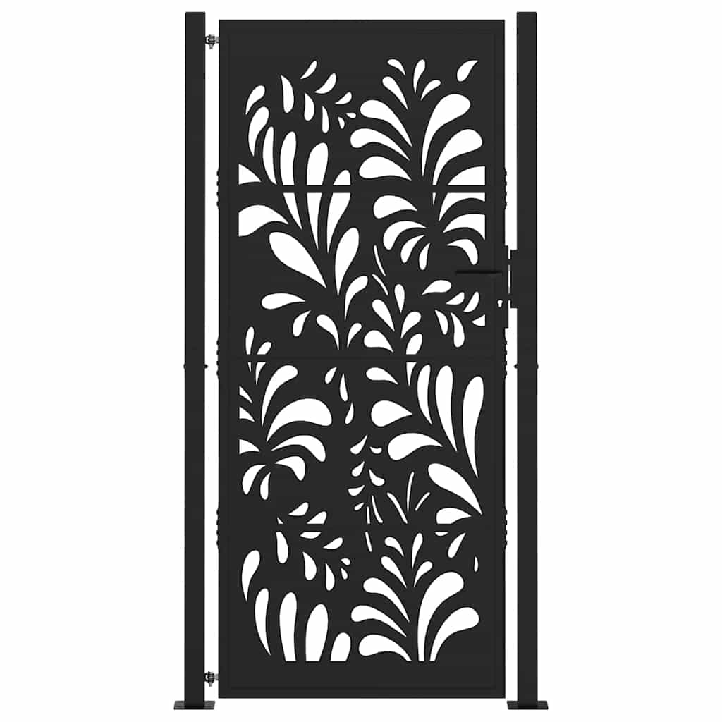 Gartentor Schwarz 100x200 cm Stahl Wellendesign