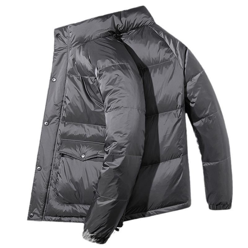 Dicke Winter-Daunenjacke für Herren, lässige, lockere Übergröße, warmweiße Entendaunen-Stehkragenjacke für Herren