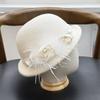 French Retro British Style Temperament Wool Top Hat Women's High-end Sense Upturned Edge Basin Hat Autumn and Winter Warm Small Edge Bucket Hat