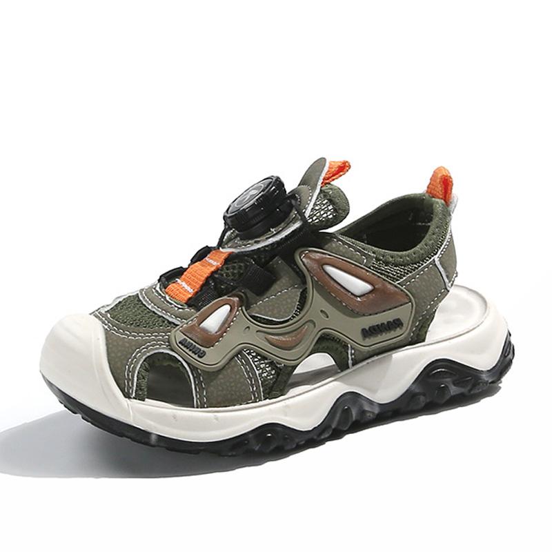 

Детская минималистичная и дышащая обувь для спорта и отдыха с капюшоном, уличные сандалии, детская обувь с одинарной сеткой 32 армия зеленый