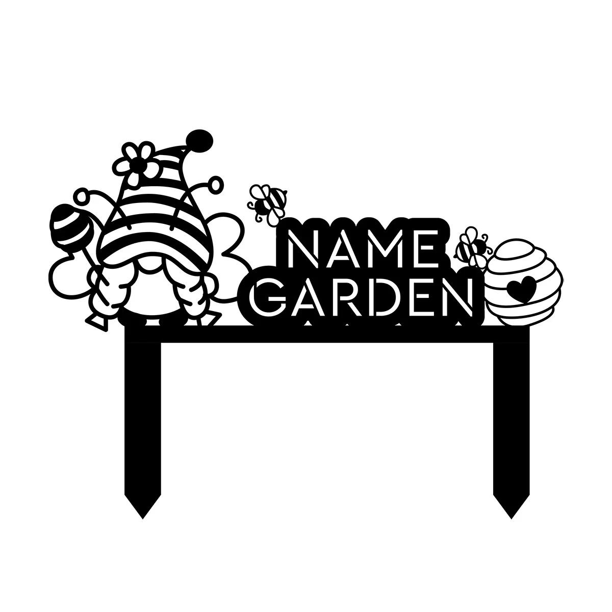 Custom Metal Garden Sign Gnome Yard Stake Personalized Outdoor Decor чёрный