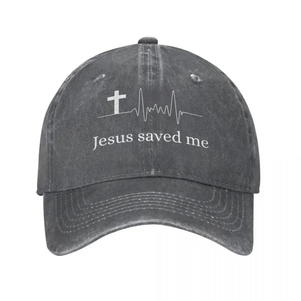 Jesus Saved Me Baseball Cap Vintage Distressed Washed Headwear Unisex Style Outdoor Activities Unstructured Soft Caps Hat
