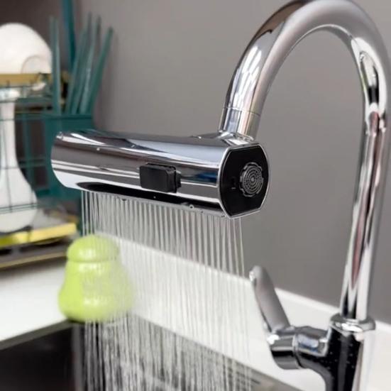 Faucet Extender Attachment 360 Degree Rotating Waterfall Faucet No Splashes Versatile Rotating Nozzle Adapter