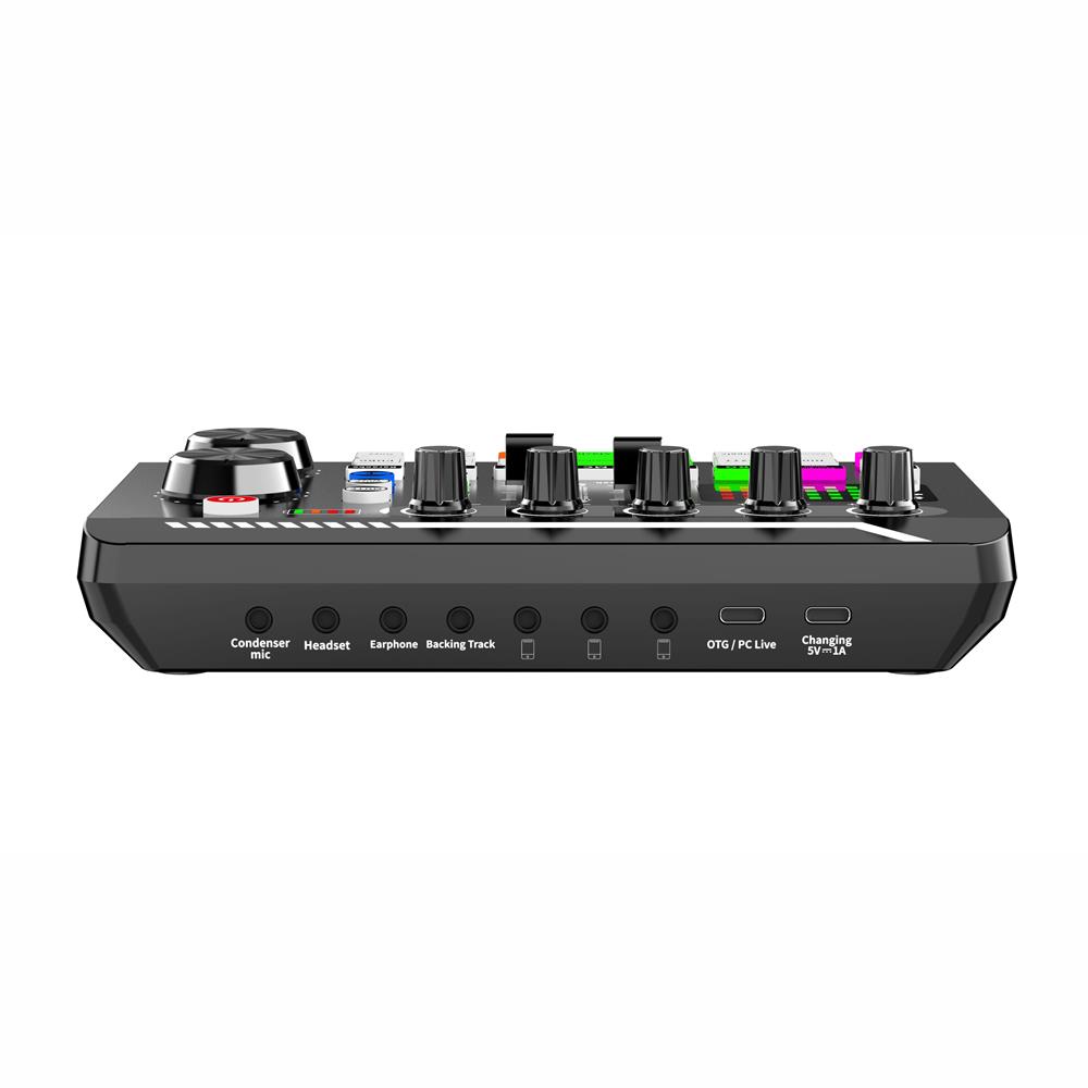 Live Sound Card Audio Interface DJ Mixer Effects Voice Changer Bluetooth-compatible Stereo Audio Mixer for LIVE Streaming F998