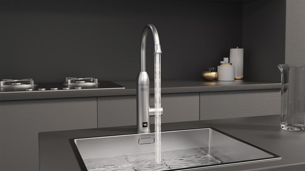 Przepływowy podgrzewacz wody kran batterie de cuisine Teesa LED 3500 W