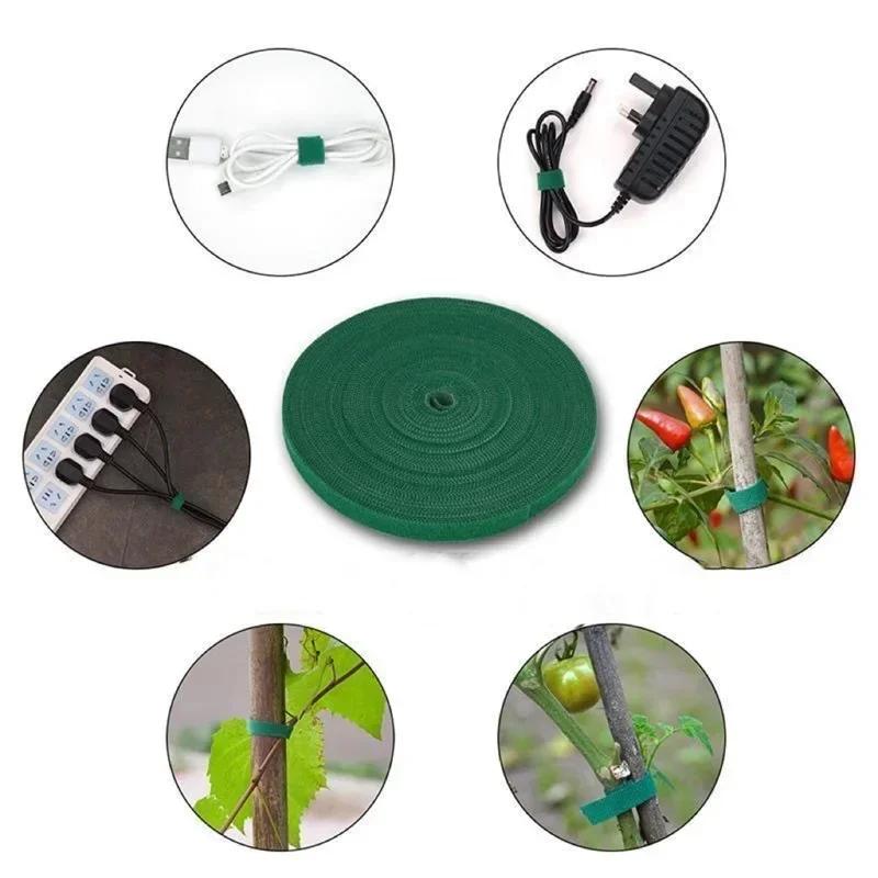 Self Adhesive Plant Nylon Cable Tie Green Adjustable Plants Hook Loop Support Garden Twine Bandage Reusable Fastener Tape Strips