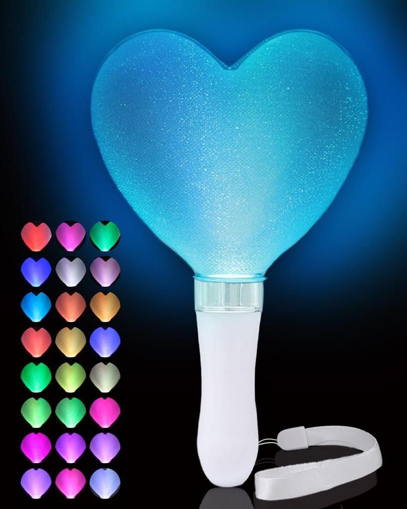 DINETTE Concert Penlight 24 Colors Heart Shape Set of 2 Color Changing Strap Included AAA Battery Easy to Use Color Change